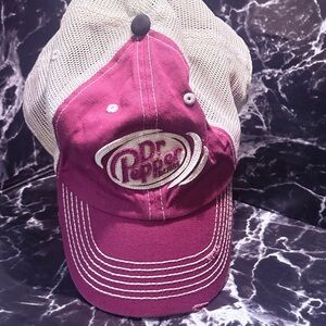 Never Worn Vintage and Rare Distressed-look Dr Pepper Maroon and White Mesh Cap